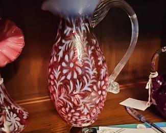 Fenton cranberry opalescent pitcher