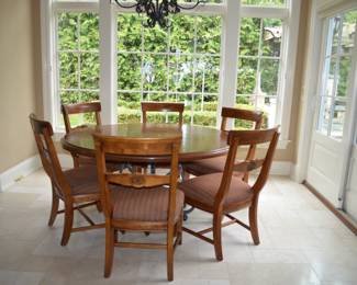 Kincaid Wood Top Dining Table w/ 6 Bar Back Chairs   Dining Table  60" Diameter,  Chair 22" Wide Seat   Buy it Now  $850.00 