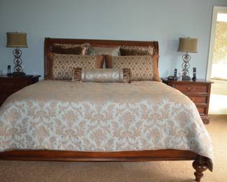 Kingsize Hickory White Bedroom Suite with Two Three Drawer Night Chests      Buy it Now $2,400    (Bed Covers Sold Separately )