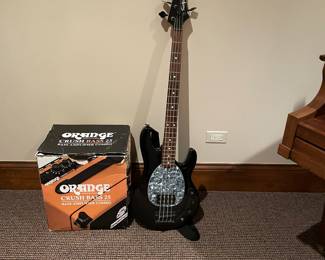 OIP Base Guitar long with Orange Crush Bass Amplifier 