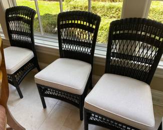 Set of Eight (8) Wicker and Linen Upholstered Dining Chairs    Buy it Now  $800.00 