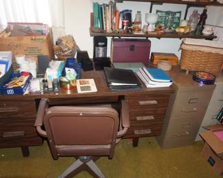 desk, chair, office items