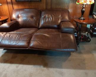 Leather sofa w/ extended foot rests