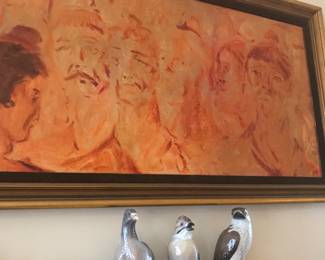 Very impressive in person and nicely framed! Royal Copenhagen Birds Statues!