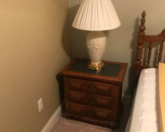 Slate topped night stand with another Lenox lamp!