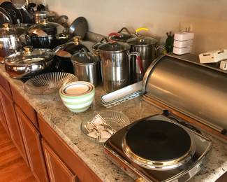 Command Performance cookware pieces, Stainless steel canister set and breadbox!