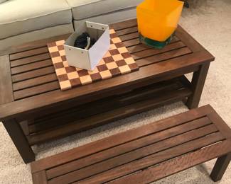 Close up with nice custom chess/checker board!
