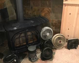 Large selection of space heaters and fans! * WOOD BURNING STOVE NOT FOR SALE!