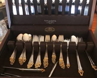 Barton and Reed Golden Crown flatware! Nice wood chest for storage! 