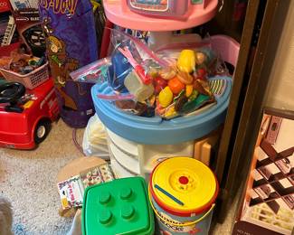 Little tykes kitchen w chair and high chair plus original accessories- some additional accessories are extra 