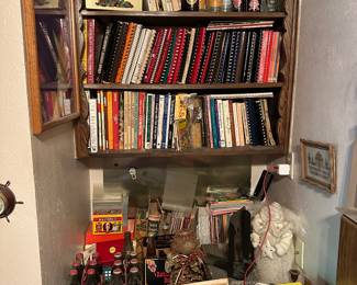 Cookbooks vintage Coca Colas, rattlesnake beer