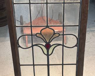 Stained Glass Window w/Lily - 46" X 23"