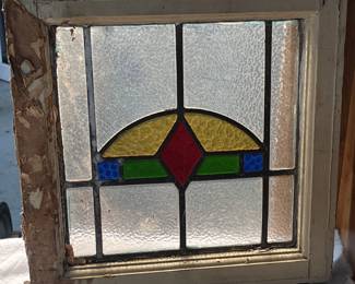 Stained Glass Window w/Diamond Center - 14.75" x 17"