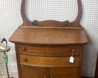 Oak Bow Front Washstand