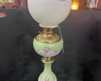 Floral Glass Parlor Lamp