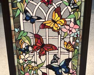 SOLD - Stained Glass Window w/Butterflies