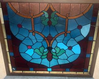 Stained Glass Window w/Butterfly - 39.75" X 45"