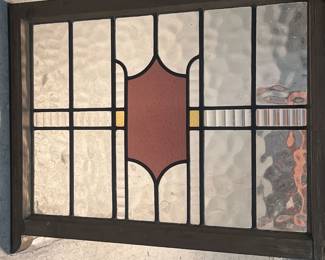 Stained Glass Window w/Red Shield - 31.25" X 23"