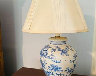 Pair of blue and white lamps