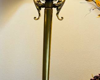  Pair Neoclassical Gold & Black Table Lamps w. Shades
