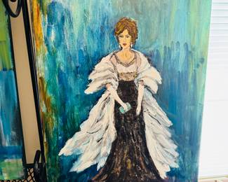 Painting of lady acrylic on canvas 