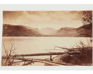 3460
William Henry Jackson (1843-1942)
Three works:

"Looking North from the Mouth of the Blue, Middle Park," circa 1870
Albumen print on paper
With the printed title and numbering along the lower sheet edge
Each Image/Sheet: 4.25" H x 7" W

"Grand Lake," circa 1870
Albumen print on paper
With the printed title and numbering along the lower sheet edge
Each Image/Sheet: 4.25" H x 7" W

"San Luis Valley and Lake, Sierra Blanca," circa 1870
Albumen print on paper
With the printed title and numbering along the lower sheet edge
Each Image/Sheet: 4.25" H x 7" W
Estimate: $200 - $300