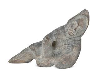 3161
Paul Toolooktook
1947-2003, Inuit; Baker Lake/Qamani'tuaq
Carved Lounging Figure
Stone
Unsigned
7.75" H x 12.5" W x 7" D
Estimate: $100 - $200