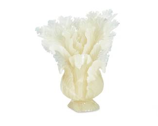 3078
20th century
A Chinese Carved Quartz Cabbage Centerpiece
Appears unmarked
Intricately carved with lacey edges
8" H x 6.5" W x 3.5" D
Estimate: $200 - $400