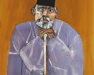 3361
Edgar Louis Ewing
1913-2006
"Priest Of Varlaam"
Oil on canvas
Signed lower right: Ewing
31.5" H x 27.5" W
Estimate: $400 - $600