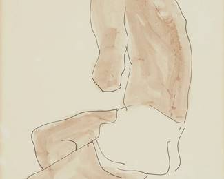3328
Janet Lippincott
1918-2007
Seated Male Figure, 1968
Ink and watercolor on paper
Signed and dated lower right: Lippincott
Sight: 13.25" H x 10.25" W
Estimate: $300 - $500