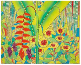 3305
Humberto Lins
20th century
"Flora Nativa Brasileira," 2000
Oil on canvas
Signed and dated lower right: Humberto Lins; signed and dated again, titled, and inscribed, verso: Obra: Flora Nativa Brasileira
34" H x 42" W
Estimate: $400 - $600