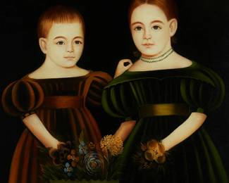 3341
After John S. Blunt
1798-1835
Portrait Of Two Young Girls
Oil on canvas
Signed lower left: Brower
30" H x 24" W
Estimate: $600 - $800