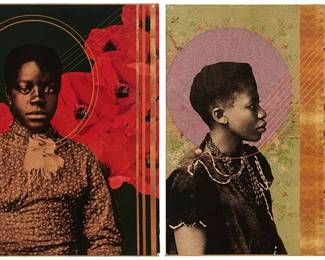 3350
Kayla Shelton
20th century
Two Works: "Untitled I," 2017 And "Divine Feminine: Johanna Jankers Of The African Choir, 1891," Circa 2017
Each: Digital collage laid to panel
Each: Unsigned
Each: 20" H x 20" W
Estimate: $500 - $700