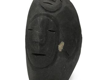 3156
Lucy Tasseor Tutsweetok
1934-2012, Inuit; Eskimo Point/Arviat
Stone Faces
Carved stone
Signed syllabically to underside
6.125" H x 4.75" W x 2.75" D
Estimate: $400 - $600
