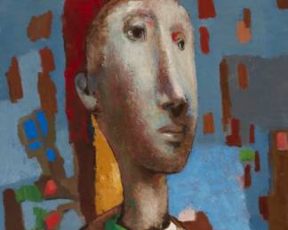 3434
Jose Montanes
1918-1989
Portrait Of A Man
Oil on Masonite
Signed upper left: Montanes
16" H x 20" W
Estimate: $400 - $600
