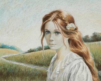 3337
Pati Bannister
1929-2013
Portrait Of A Girl In A Landscape, 1983
Pastel on paper
Signed and dated lower right: Bannister ©
Sight: 16" H x 25" W
Estimate: $500 - $700
