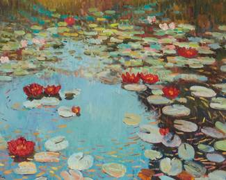 3298
Albert Malet
1912-1986
Pond Of Waterlilies
Oil on canvas
Signed lower left: Amalu
18" H x 25.5" W
Estimate: $500 - $700