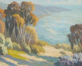 3244
Robert Ferguson
b.1958
"La Holla Bay In Late Summer Haze," 2023
Oil on canvas
Signed lower left: Robert Ferguson; signed again, dated, and inscribed verso
36" H x 48" W
Estimate: $800 - $1,200