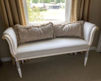 Great French bench and Fortuny pillows