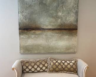 Lovely painted gold leaf bench in linen😍