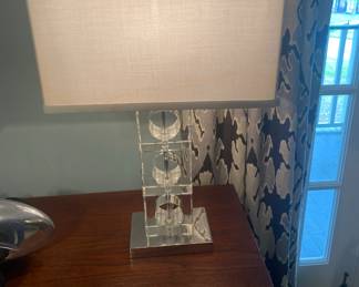 Great glass, lucite contemporary lamps in the home. Many pairs 