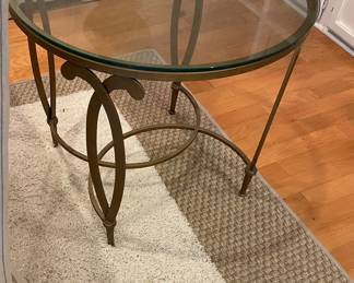 Round Sherrill glass top table