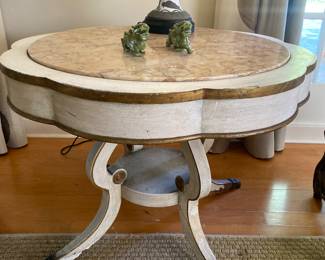 Great looking painted round marble top table Italian style