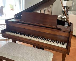 Behr Brothers & Co. - New York walnut baby grand piano with piano bench