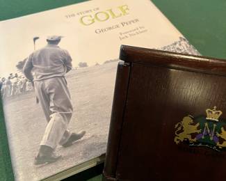 The Story of Golf by George Pepper and lovely wood card table