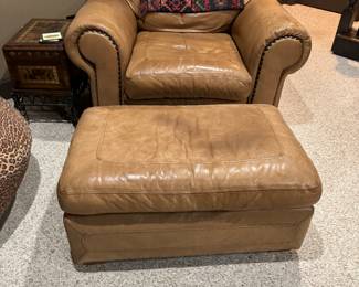 Butter soft Leather chair and ottoman