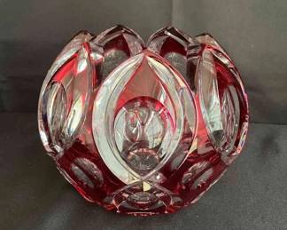 Colored Cut Glass Vase