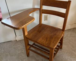 Old vintage oak school desk