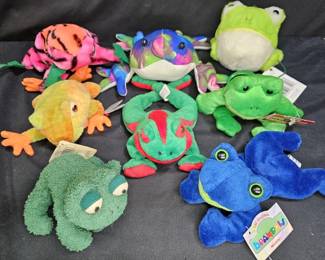 8 Assorted Stuffed Frogs