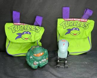3 TMNT Figure, Sewer Ball, & Bags